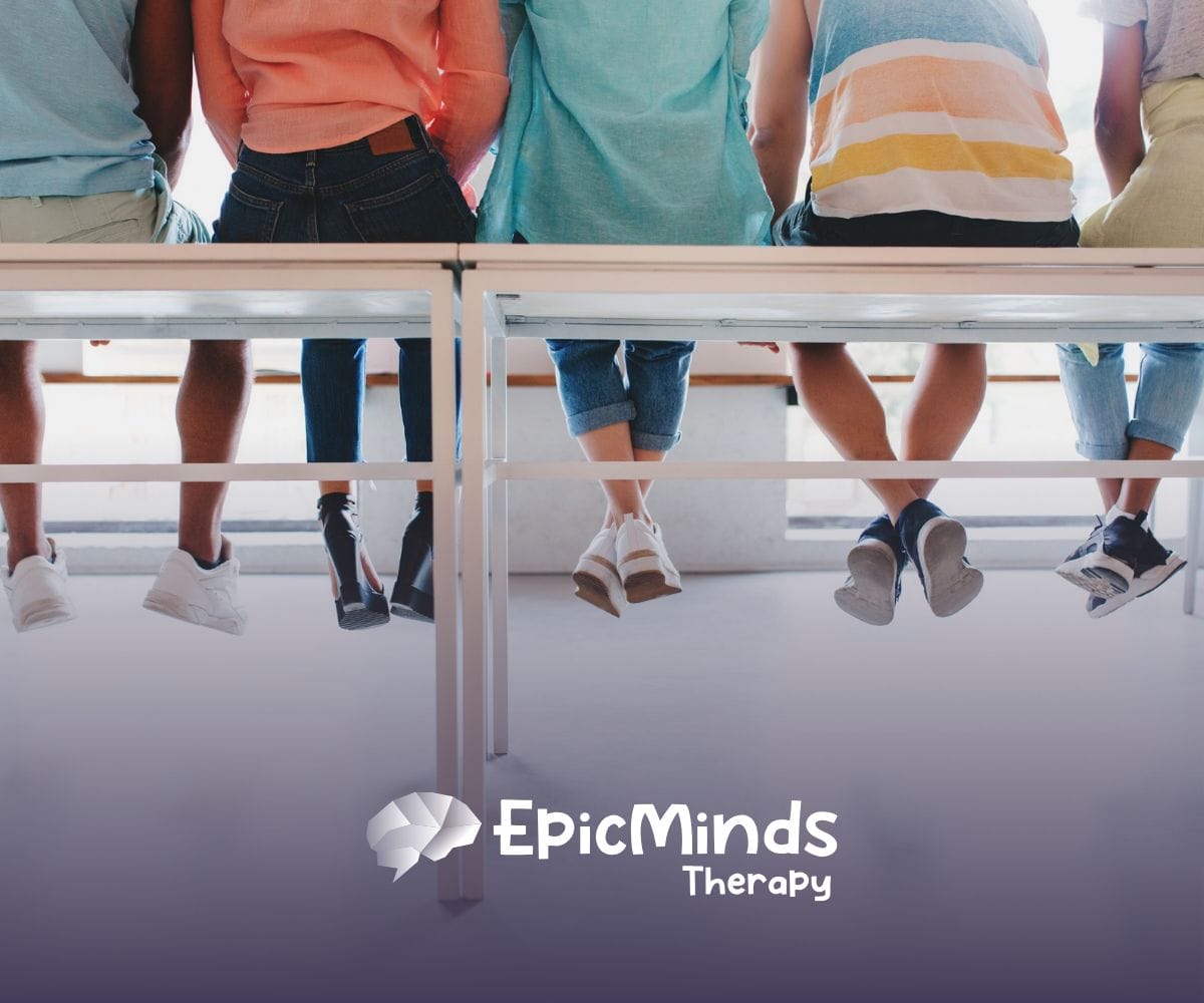 Kids sitting together on a bench